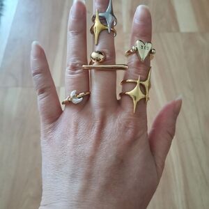 Bundle of 5 Rings (Gold & Silver tone)